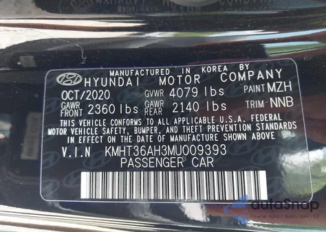 2021 Hyundai Veloster N from USA, damaged, VIN KMHT36AH3MU009393